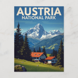 Österrikes nationalpark alpin stuga vykort
