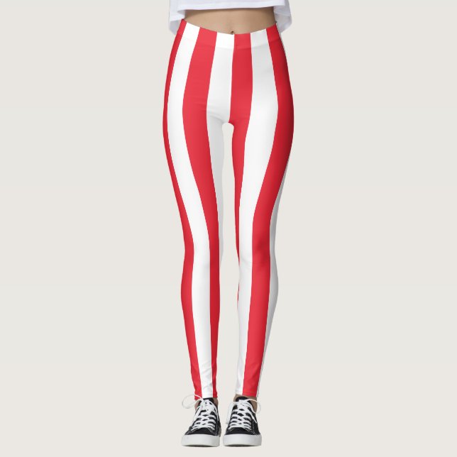 Österrikes nationella Flagga-Lodrät stripe Leggings (Framsida)