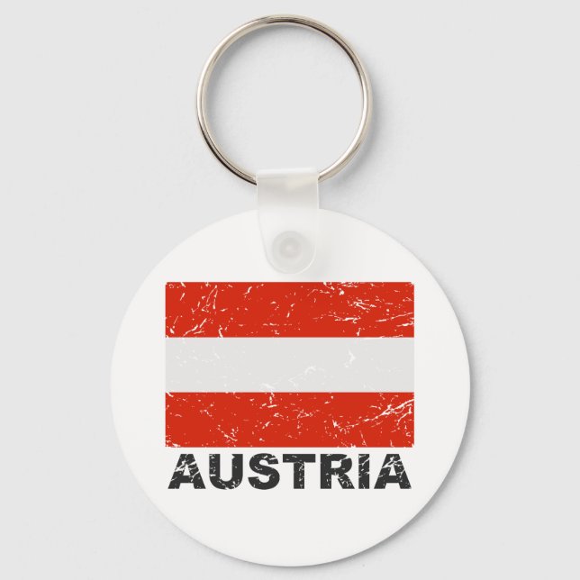 Österrikes Vintage Flagga Nyckelring (Framsida)