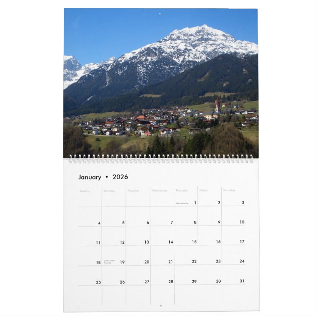 Österrikisk alperna kalender (Jan 2026)