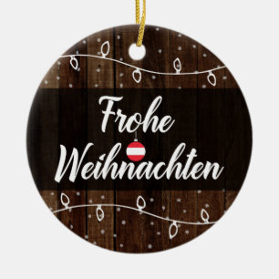 Österrikisk god jul Frohe Weihnachten Julgransprydnad Keramik