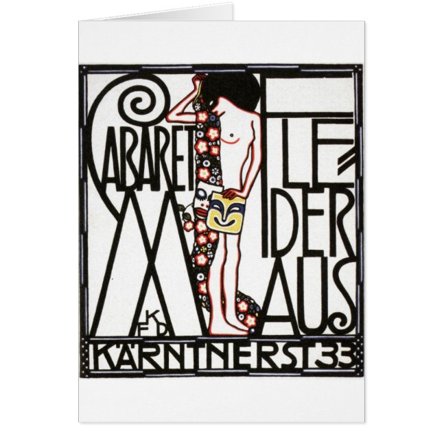 österrikisk kabaretaffisch för 30-tal hälsningskort (Framsidan)