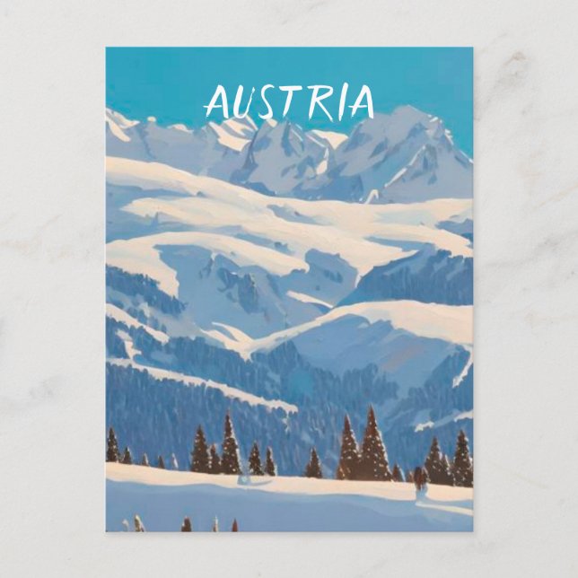 österrikisk skidor vykort (Framsida)