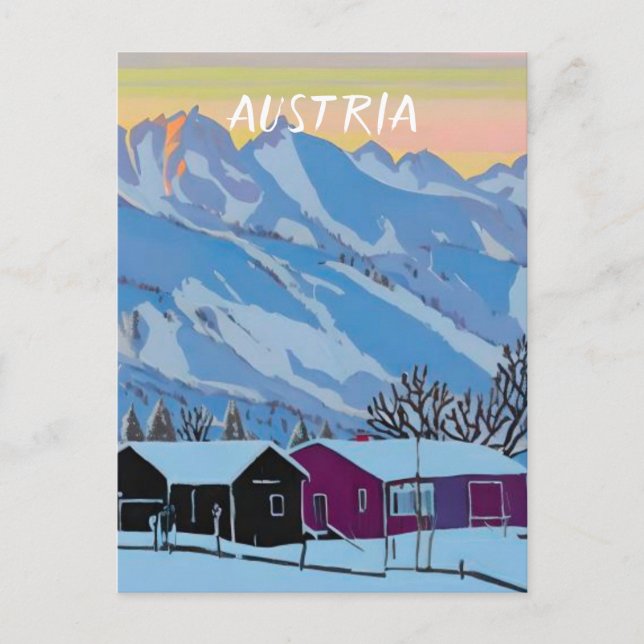 österrikisk skidor vykort (Framsida)