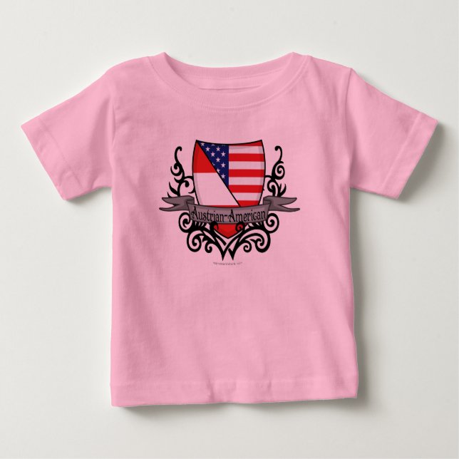 Österrikiska-amerikanska Shield Flagga Tee (Framsida)