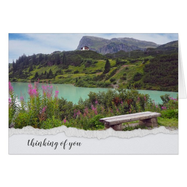 Österrikiska bergsscenen hälsningskort (Framsidan Horizontal)