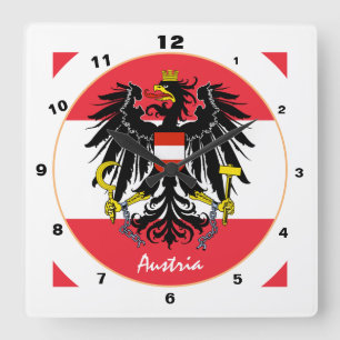Österrikiska Flagga, Eagle och Österrike mode /d Fyrkantig Klocka