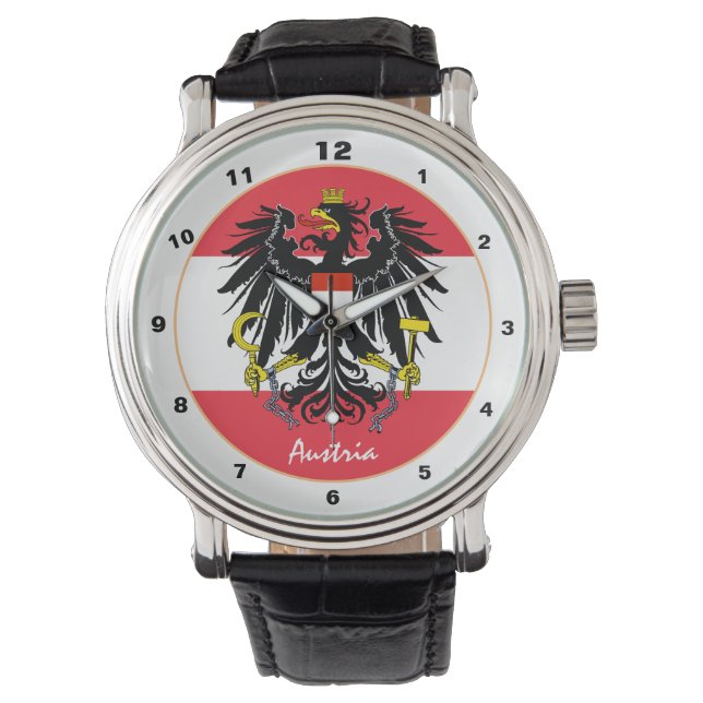 Österrikiska Flagga, Eagle och Österrike mode /des Armbandsur (Framsida)