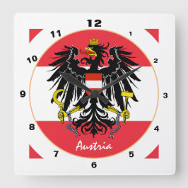 Österrikiska Flagga, Eagle och Österrike mode /des Fyrkantig Klocka