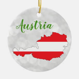 Österrikiska Flagga Karta Julgransprydnad Keramik