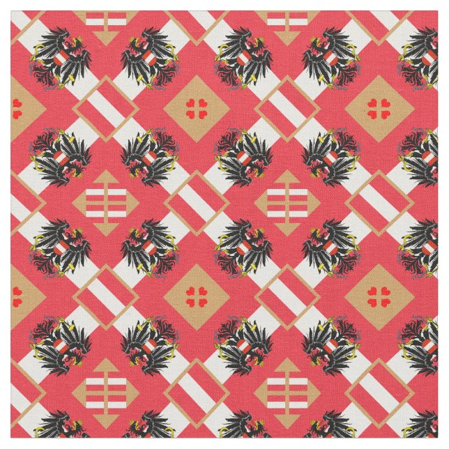 Österrikiska Flagga & Österreich Eagle, Fabric mod Tyg (Närbild)