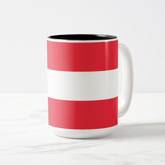 Österrikiska Flagga (Österrike) 2-tonkaffe Mugg (Framsida höger)