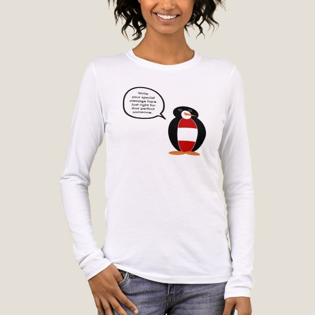 Österrikiska Flagga Talking Penguin Personlig T Shirt (Framsida)