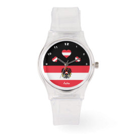 Österrikiska Flagga watch, Hearts, Österrike/sport Armbandsur