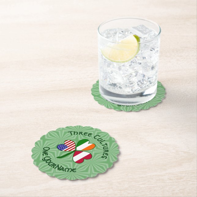 Österrikiska Irish Shamrock Flagga Personlig Underlägg Papper (Insitu)