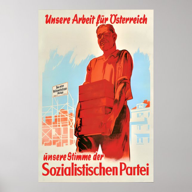 Österrikiska socialistpartiets valaffisch Vårt arb Poster (Framsidan)