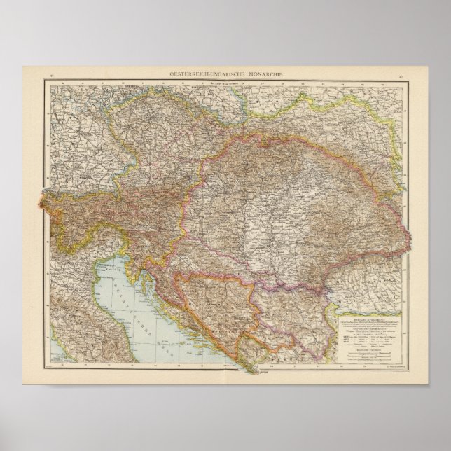 Österrikiska ungerska imperiet Karta Poster (Framsidan)