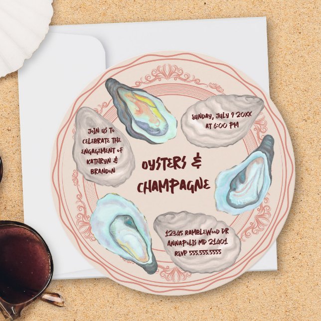 Östers- och Champagnebröllopsförlovningsfest Inbjudningar (Skapare uppladdad)