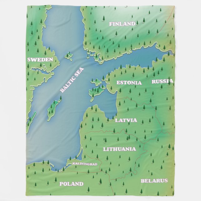 Östersjön karta fleecefilt (Framsidan)