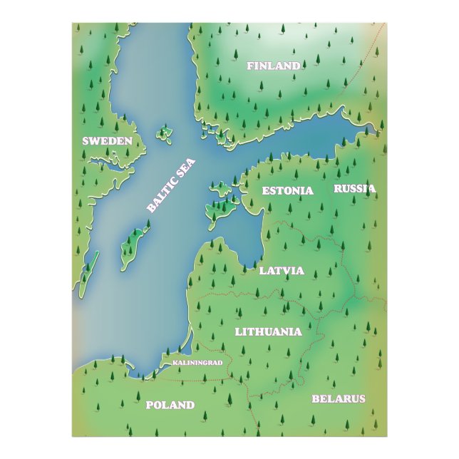 Östersjön karta fototryck (Framsidan)