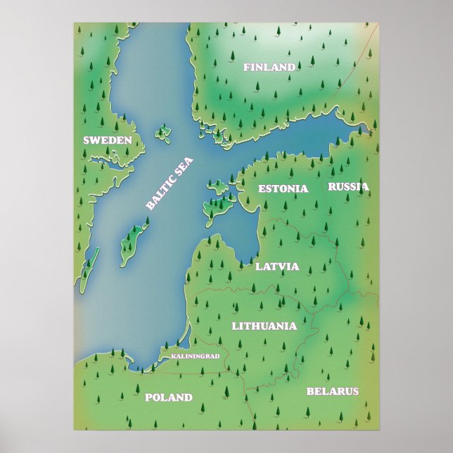 Östersjön karta poster (Framsidan)
