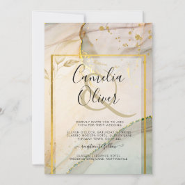 Östersperla Guld BRÖLLop Alkoholbläck Abstrakt Inbjudningar