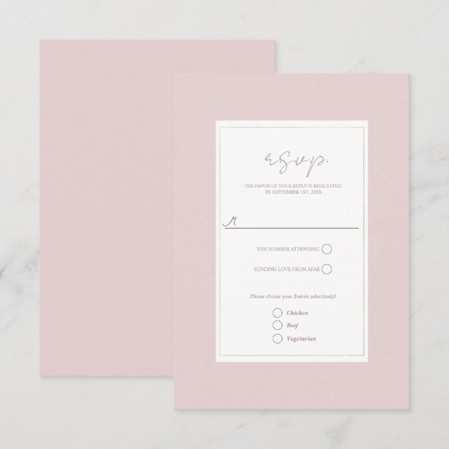 Östersrosa & Guld Modern Minimal Bröllops-RSVP OSA Kort (Fram/baksida)