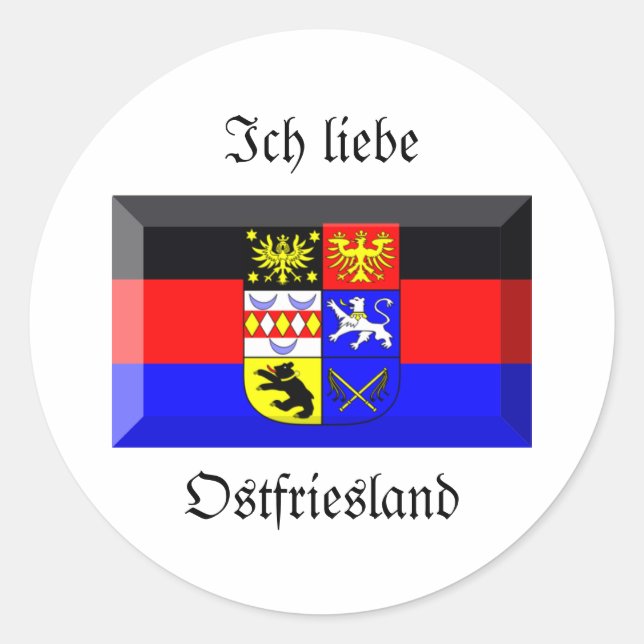 Ostfriesland Flagga Gem Runt Klistermärke (Framsida)
