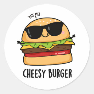 Ostig Burger Roliga Mat Puns Runt Klistermärke
