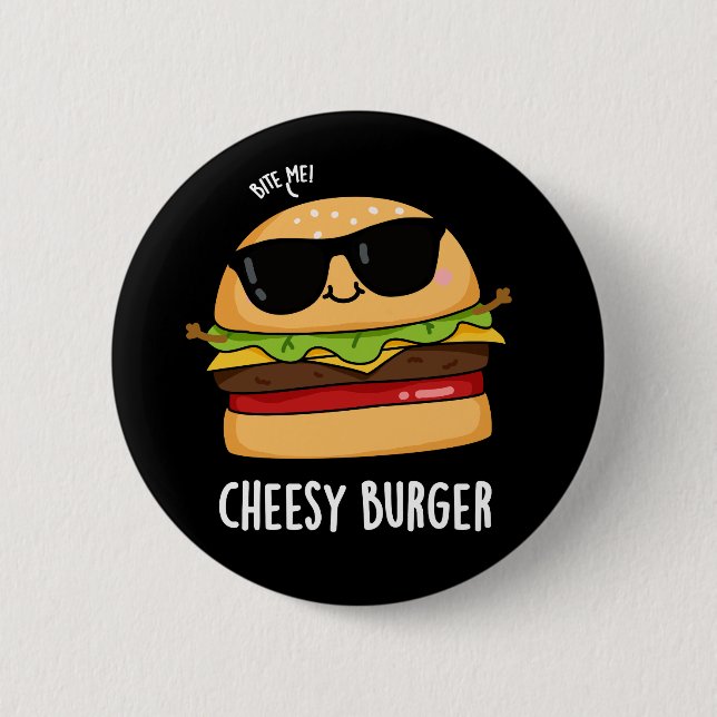 Ostig Burger Roliga Matskämt Mörk Bakgrund Knapp (Framsida)