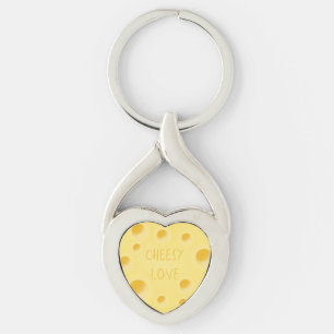 "Ostig kärlek" Bedårande anpassningsbart osthjärta Twisted Heart Silverfärgad Nyckelring