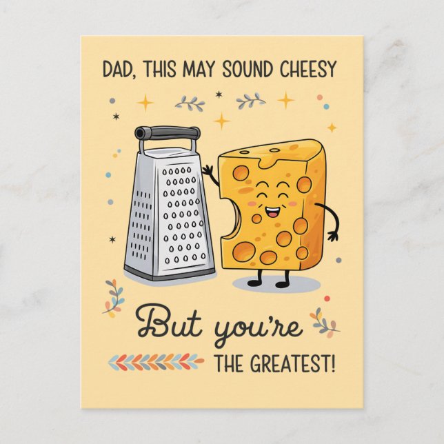 Ostig Ost Pappa Rolig Födelsedag Fars Dag Vykort (Framsida)