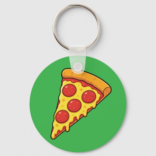 Ostig Pepperoni Pizzabit Nyckelring (Framsida)