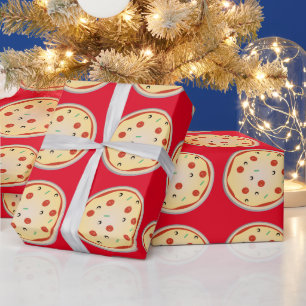 Ostig Pizza Pepperoni Köttpajsmönster Presentpapper