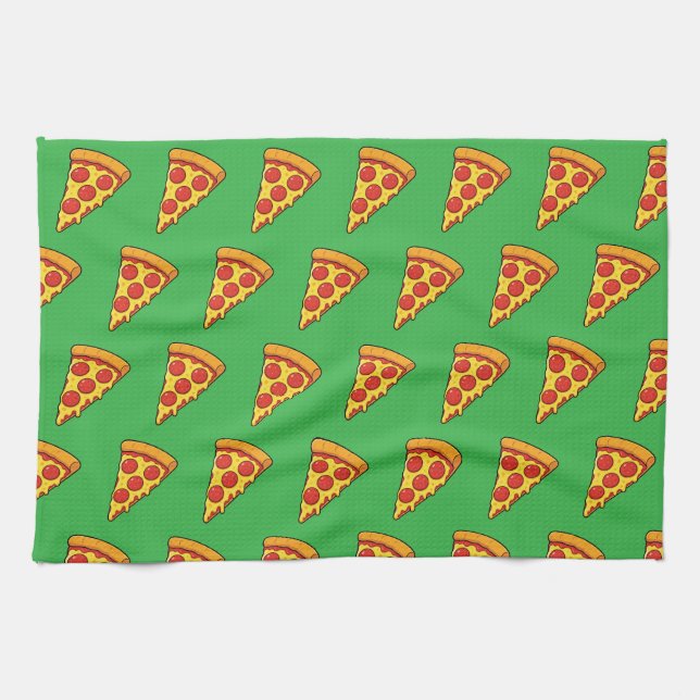 Ostig Pizza Slice med Pepperoni Kökshandduk (Horisontell)