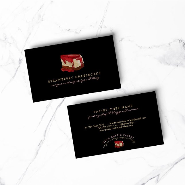 Ostkaka Jordgubbsträd Konditorivaror Efterrätt Visitkort (Cheesecake Strawberry Pastry Dessert Business Card)