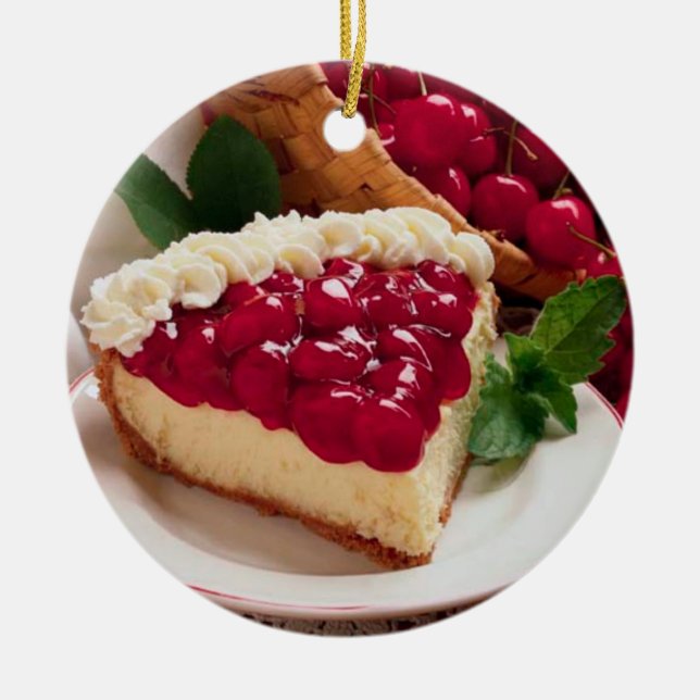 OSTKAKA MED DEN KÖRSBÄRSRÖDA JULGRANSPRYDNAD KERAMIK (Framsidan)