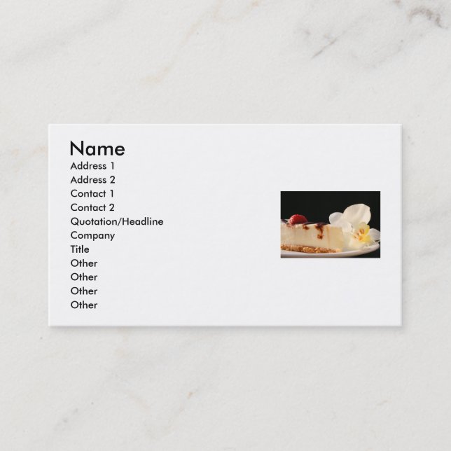 Ostkaka och en Orchidvisitkort Visitkort (Framsida)