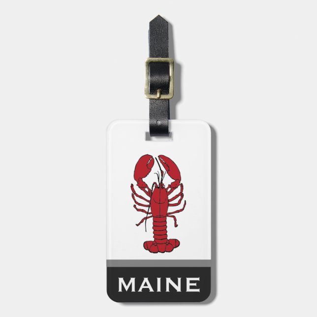 Ostkusthummer i röd och Maine ordanpassningsbar Bagagebricka (Vertikal Framsida)