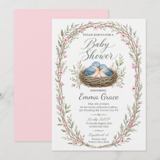 Östlig blåfågel-baby shower-inbjudan inbjudningar