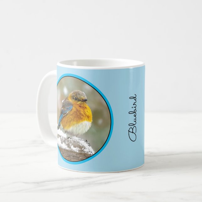 Östlig blåmes i snö - Originalfotografi Kaffemugg (Framsida vänster)