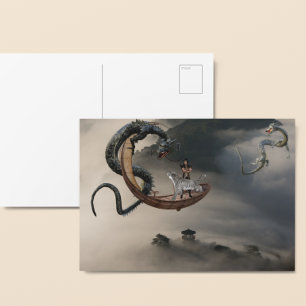 Östlig Drak Kinesisk Fantasy Tiger Flygbåt Vykort