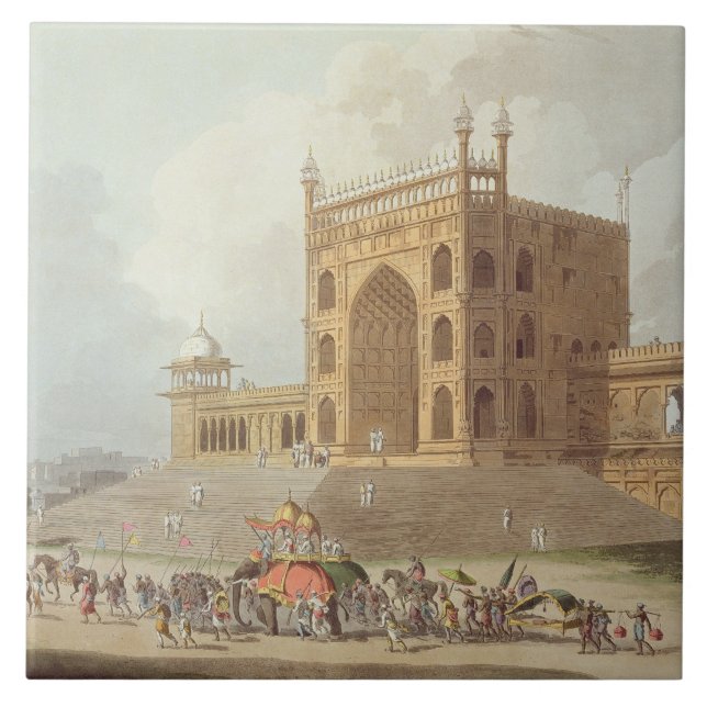 Östlig grind av Jummahen Musjid på Delhi, från ', Kakelplatta (Framsidan)