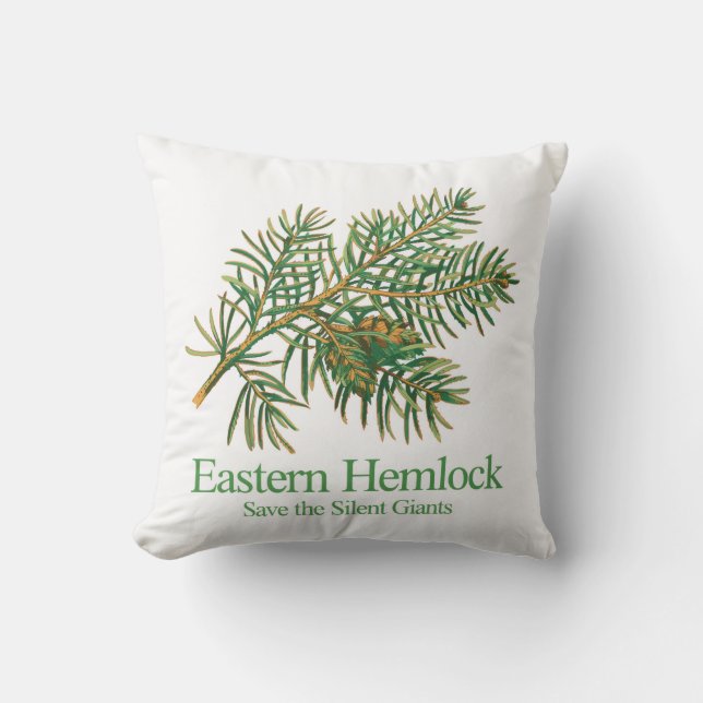 Östlig Hemlock Botanisk Gren Kuddöverdrag Kudde (Framsida)