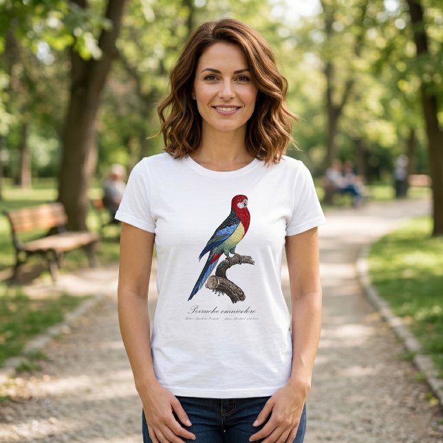 Östlig rosella eller Platycercus eximius parakit T Shirt (Eastern rosella or Platycercus eximius parakeet. Women Basic White T-Shirt)