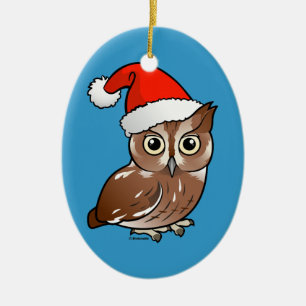 Östlig Screechuggla Santa Julgransprydnad Keramik