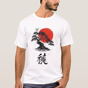 Östlig själ – Bonsai & Uppgående sol T Shirt