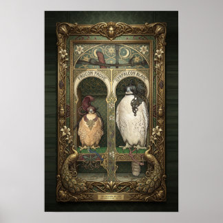 Östliga Falkar - Art Nouveau Falkjakt Poster
