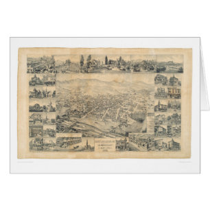 Östliga Los Angeles, panorama- karta 1888 (0900A) Hälsningskort