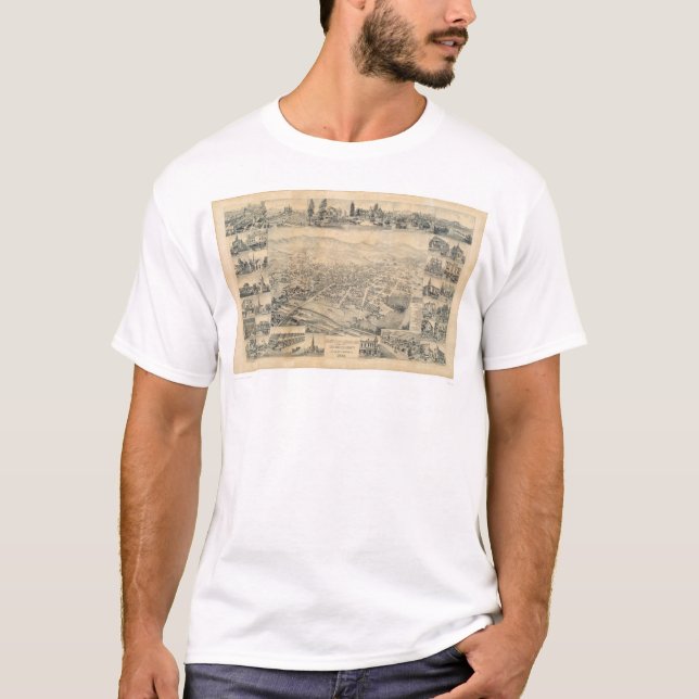 Östliga Los Angeles, panorama- karta 1888 (0900A) Tee (Framsida)